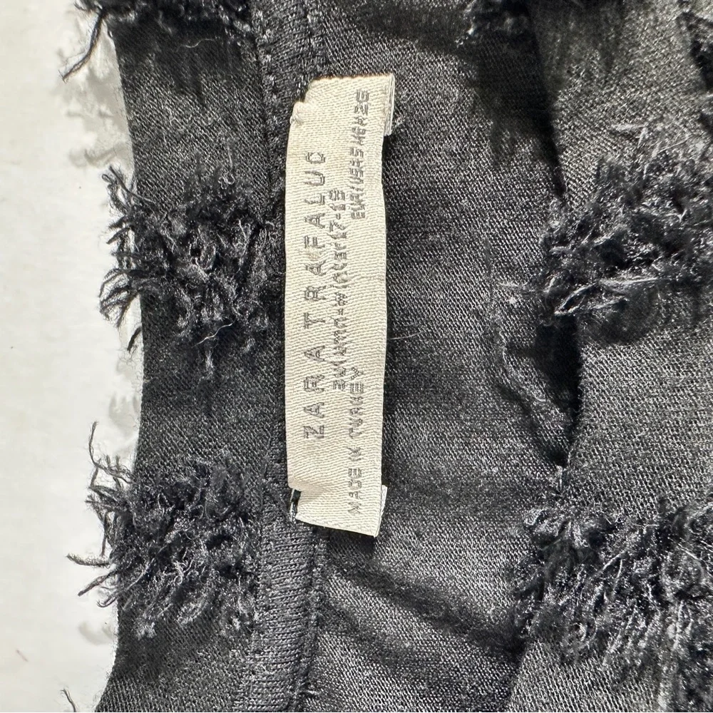 Zara Trafaluc Womens Black Fringe Long Sleeve Shirt - Picture 8 of 12
